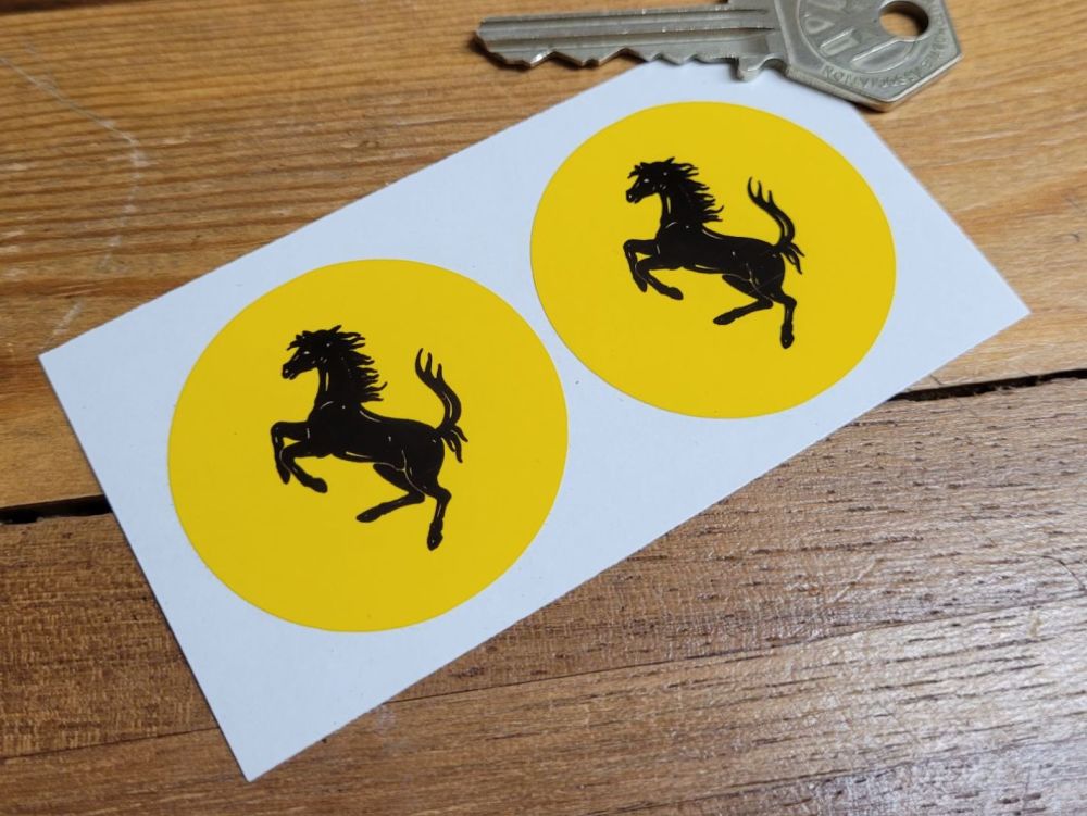 Ferrari Circular Small Prancing Horse Stickers - 44mm Pair