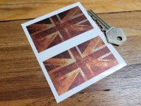 Union Jack Flag Rusty Style Stickers - 3" Pair