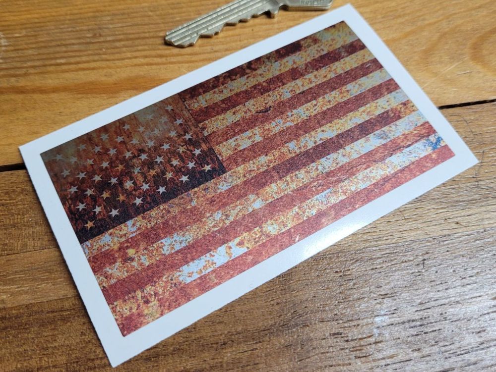 USA Stars & Stripes Rusty Flag Sticker - 4