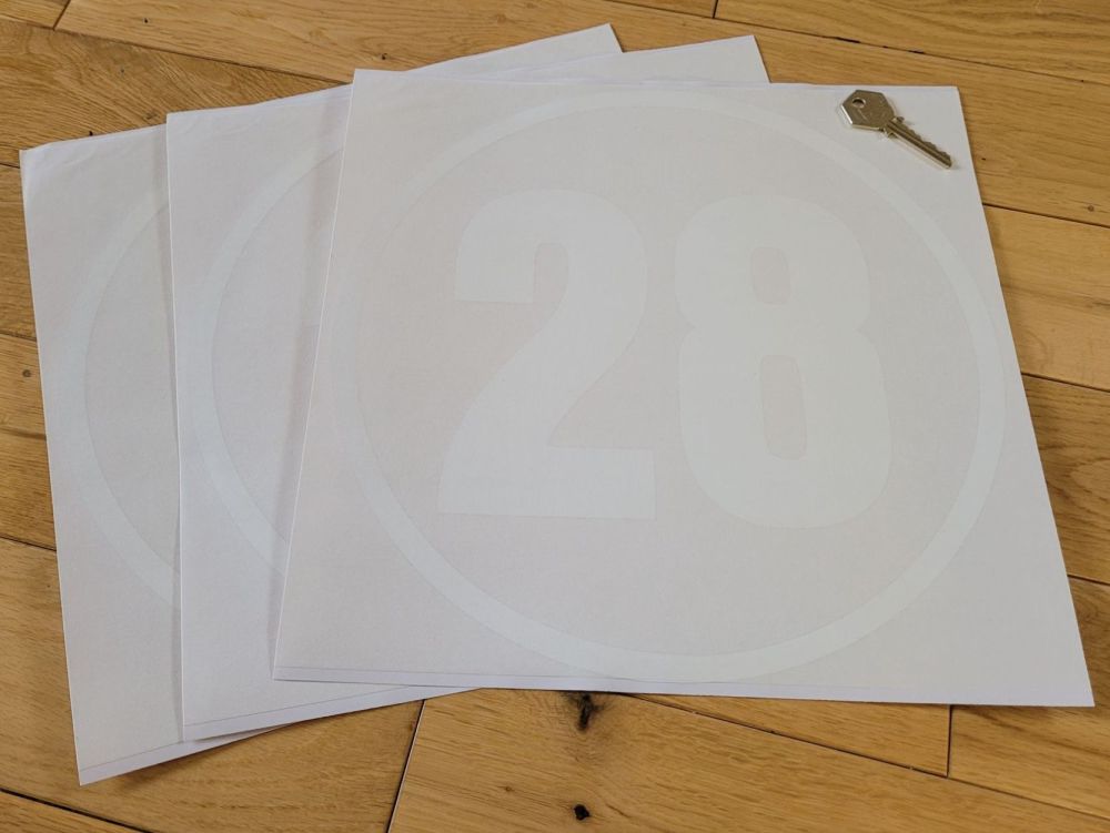 Number 28 Race Roundel Stickers - 300mm - Set of 3 - Slight Second 048