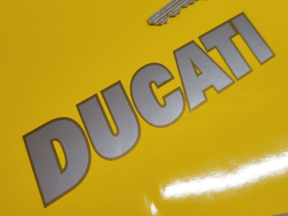 Ducati Cut Text Silver & Gold Stickers - 5