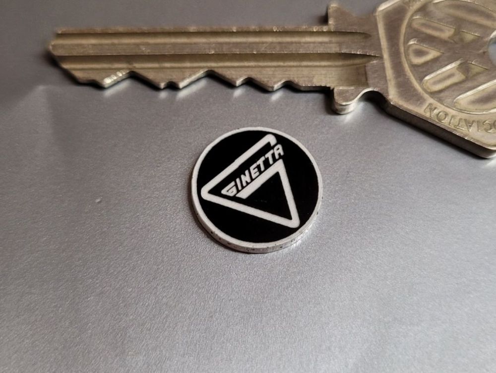 Ginetta Logo Circular Laser Cut Self Adhesive Car Badge - Black & White - 14mm