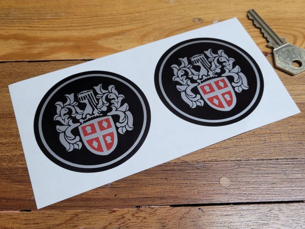 Austin Crest Plain Style Black Background Circular Stickers - 70mm Pair