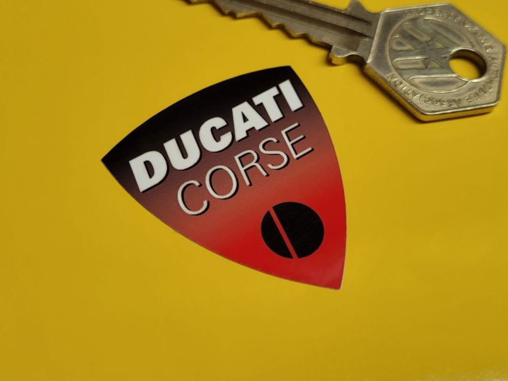 Ducati Corse High Gloss Shield Stickers - Close Cut Style - 1.5" Pair