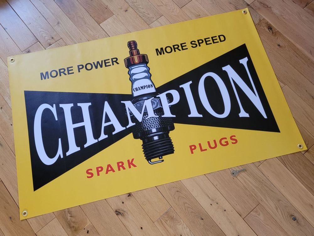 Champion Spark Plug Old Style Yellow Workshop Wall Art Banner - 45" (1150mm)