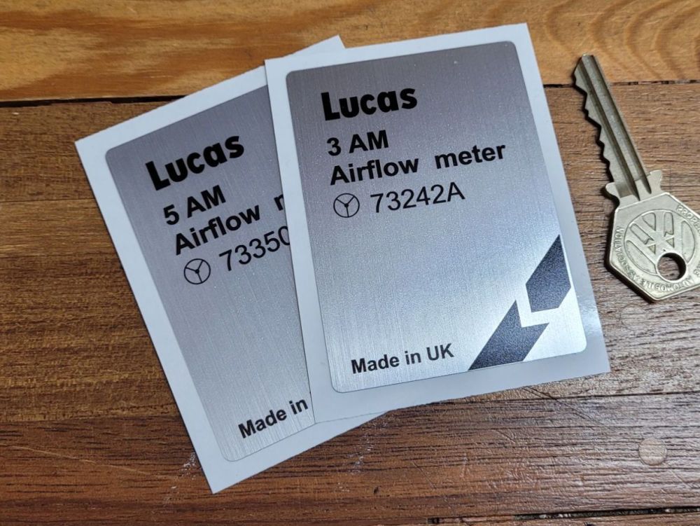 Lucas Airflow Meter Brushed Foil Sticker - 3 AM or 5 AM - 3"