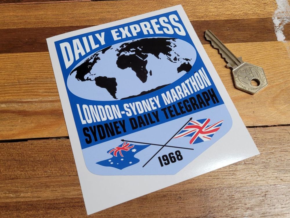 Daily Express London - Sydney Marathon 1968 Sticker - 5"
