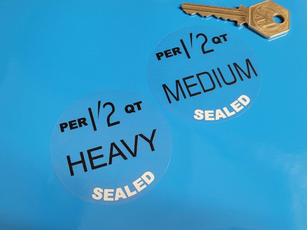 Oil Can Medium Heavy Label Stickers - 2.5" Pair