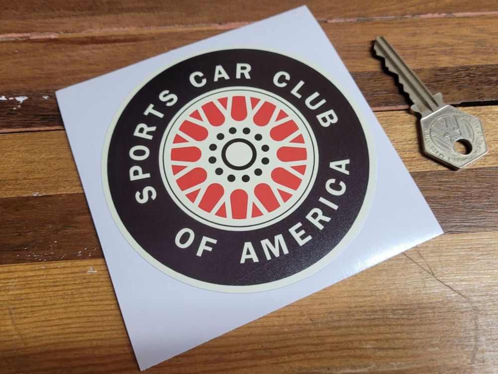SCCA Red Middle & Off-White Wheel Matt Finish Sticker - 4"