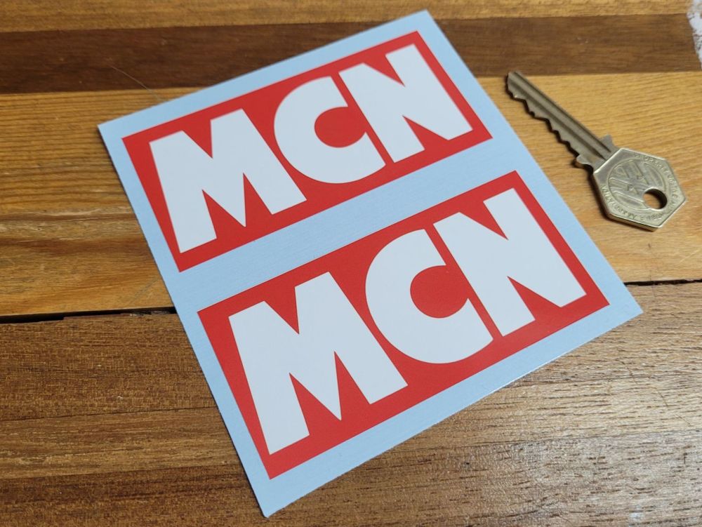 MCN Motor Cycle News Oblong Stickers - 1.25" or 3.75" Pair