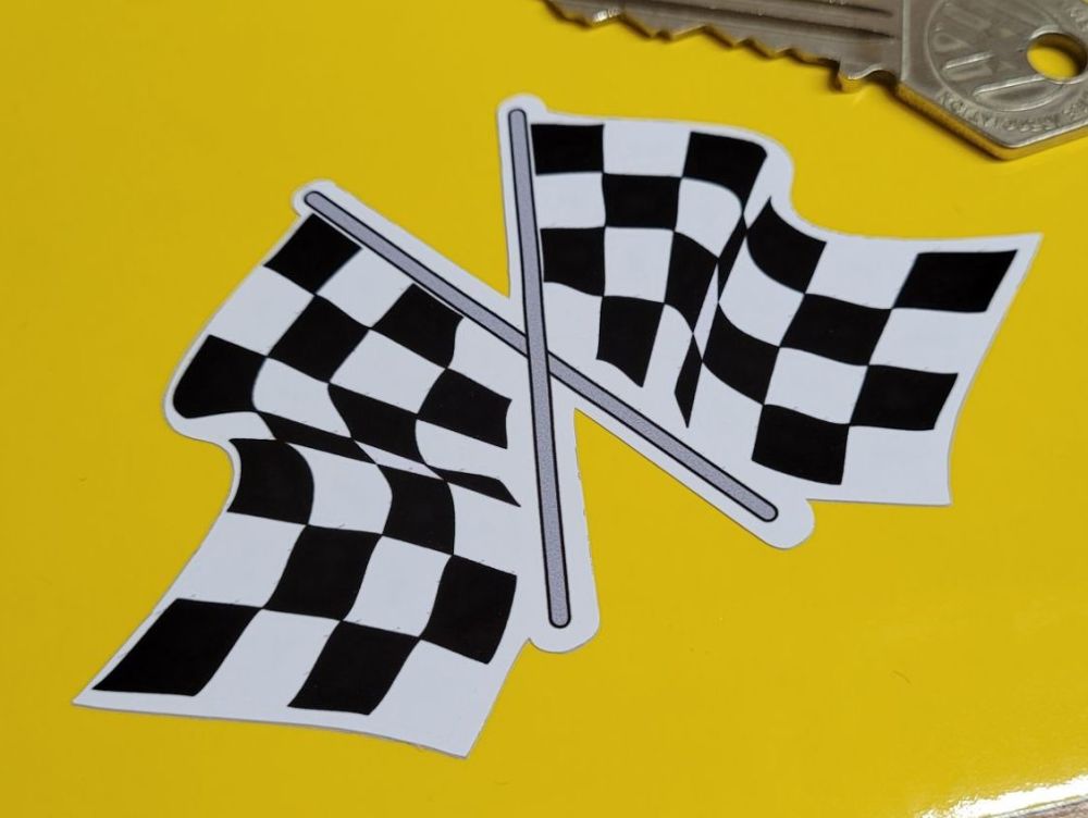 Chequered Flag Crossed Daytona Style Sticker. 4