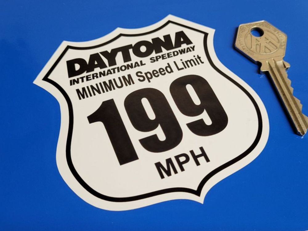 Daytona International Speedway Minimum Speed Limit 199MPH Joke Sticker - 3.5"