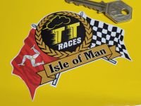Isle Of Man TT Races Flag & Scroll Sticker - 4", 6", 7", or 10"