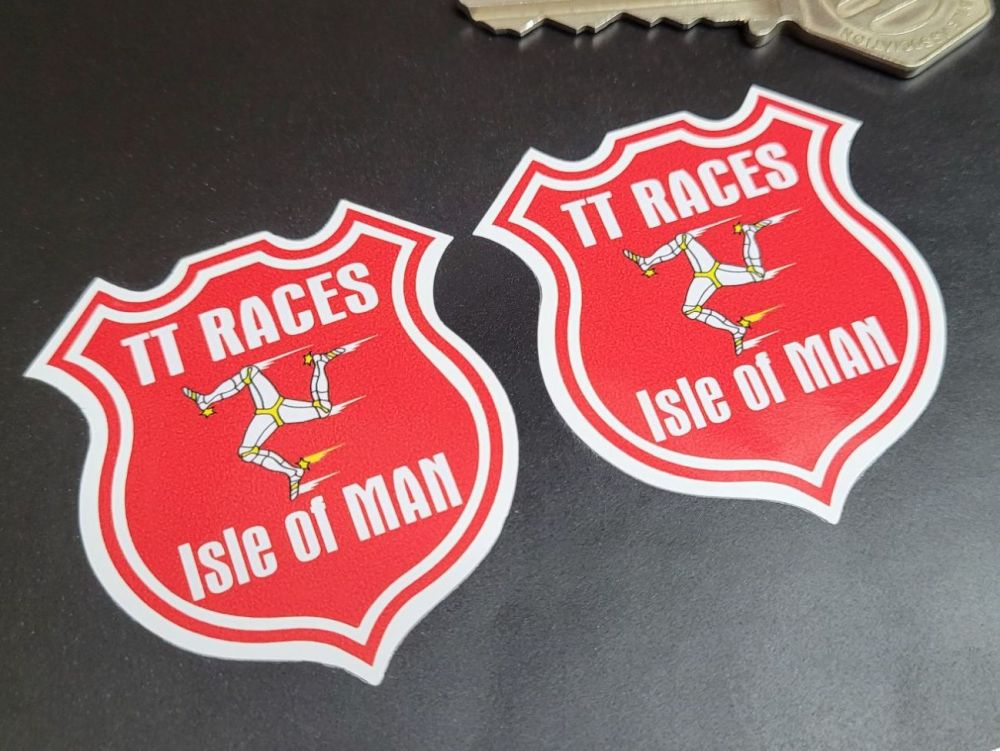 Isle Of Man TT Races Manx Shield Stickers - 1.75"