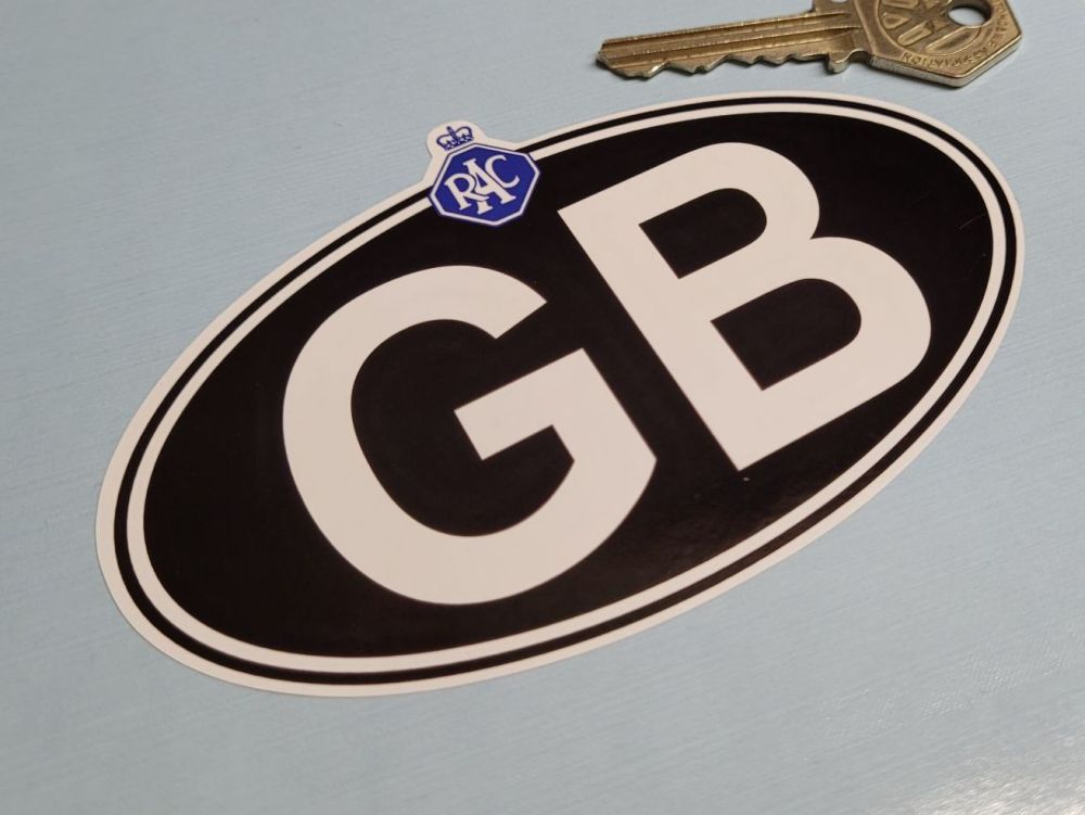 GB Old RAC White on Black ID Plate Sticker - 5"