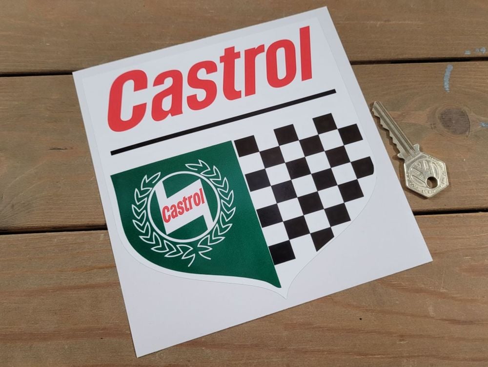 Castrol Chequered Shield Sticker - 6" or 8"