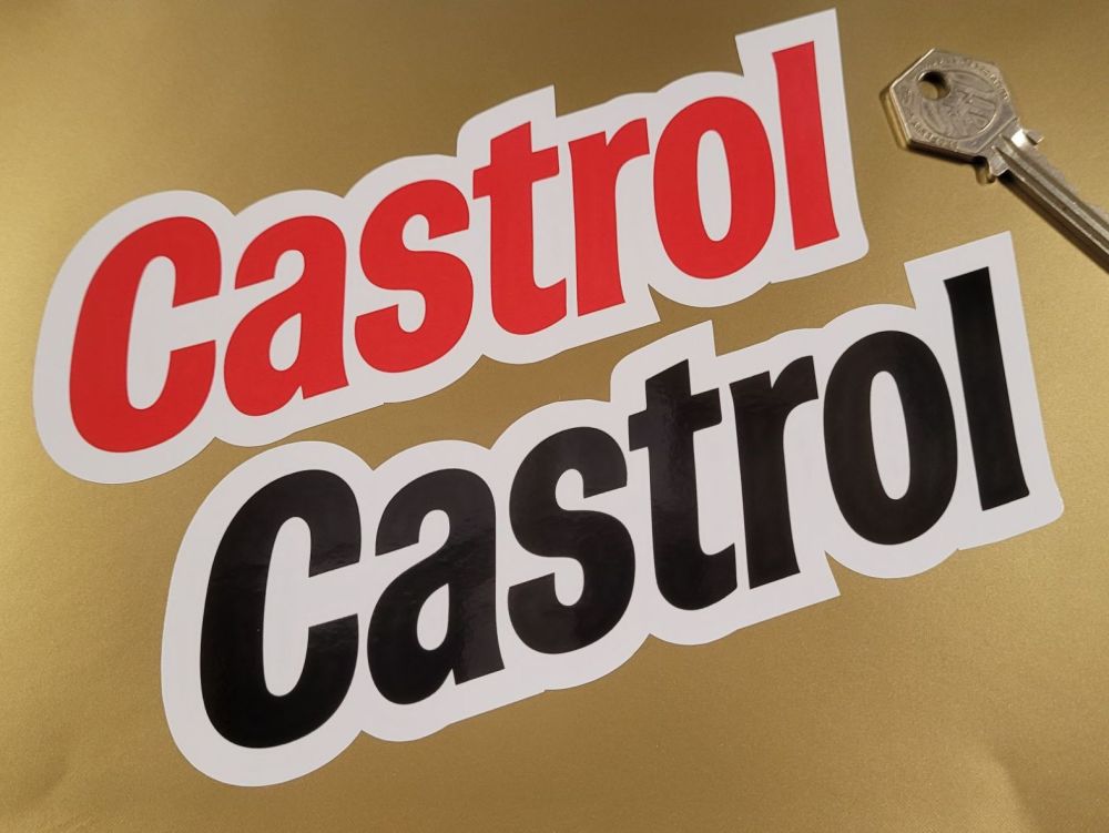 Castrol Shaped Text Stickers - 7" or 12" Pair