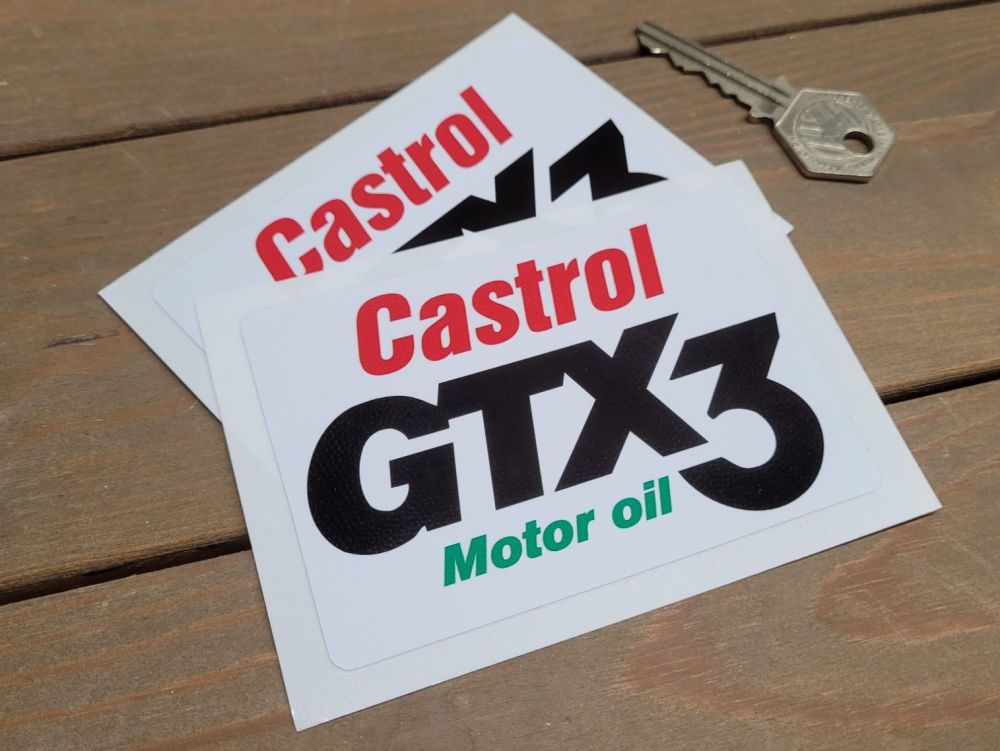 Castrol GTX 3 Motor Oil Stickers - 4" Pair