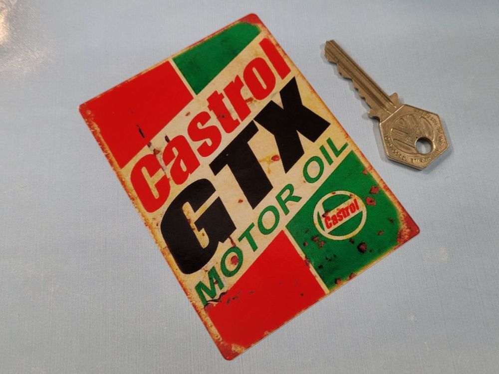 Castrol GTX Motor Oil Distressed Style Sticker - 4.25"
