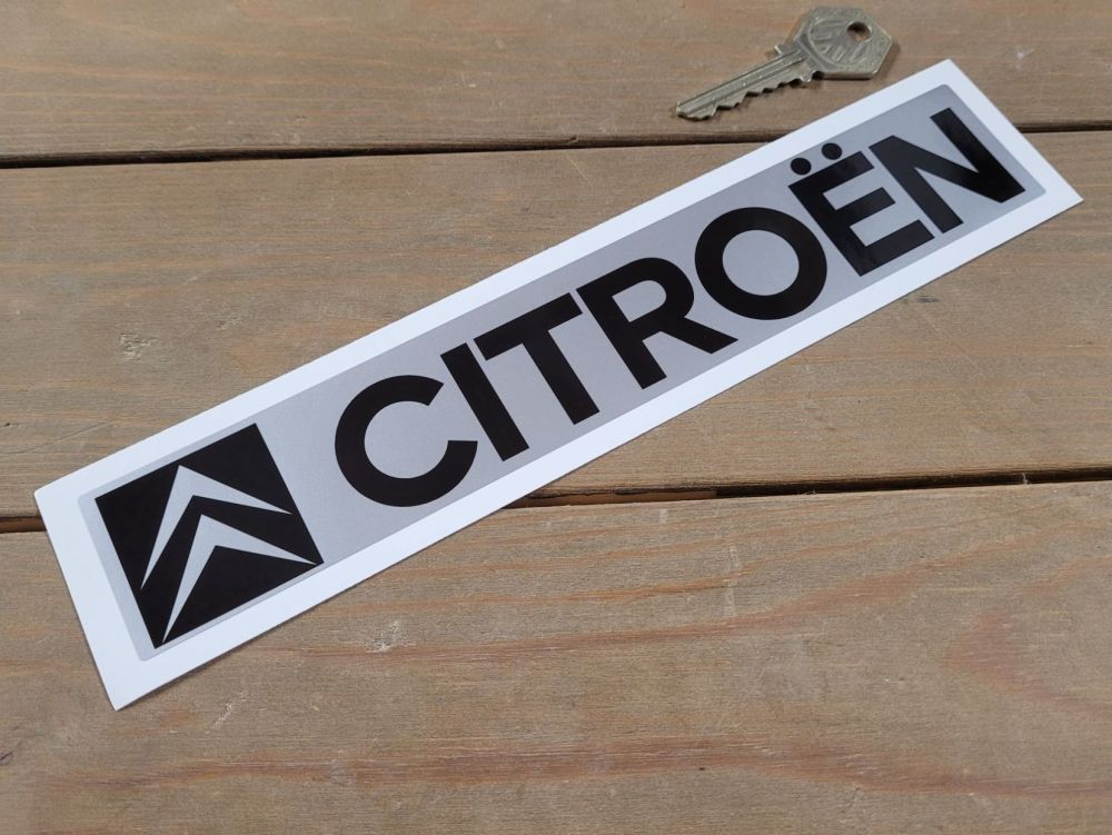 Citroen Chevron Black & Silver Oblong Sticker - 9"