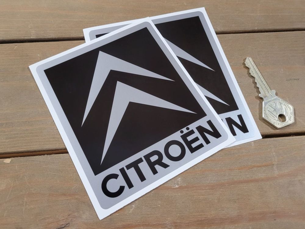 Citroen Chevron Black & Silver Stickers - 4" Pair