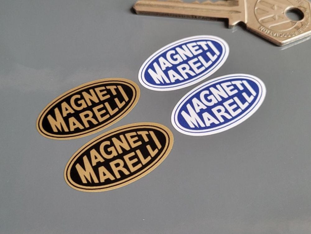 Magneti Marelli Oval Stickers - Black & Gold or Blue & White - Set of 4 - 1