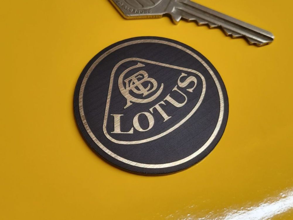 Lotus Gold on Black Round Self Adhesive Car Badge