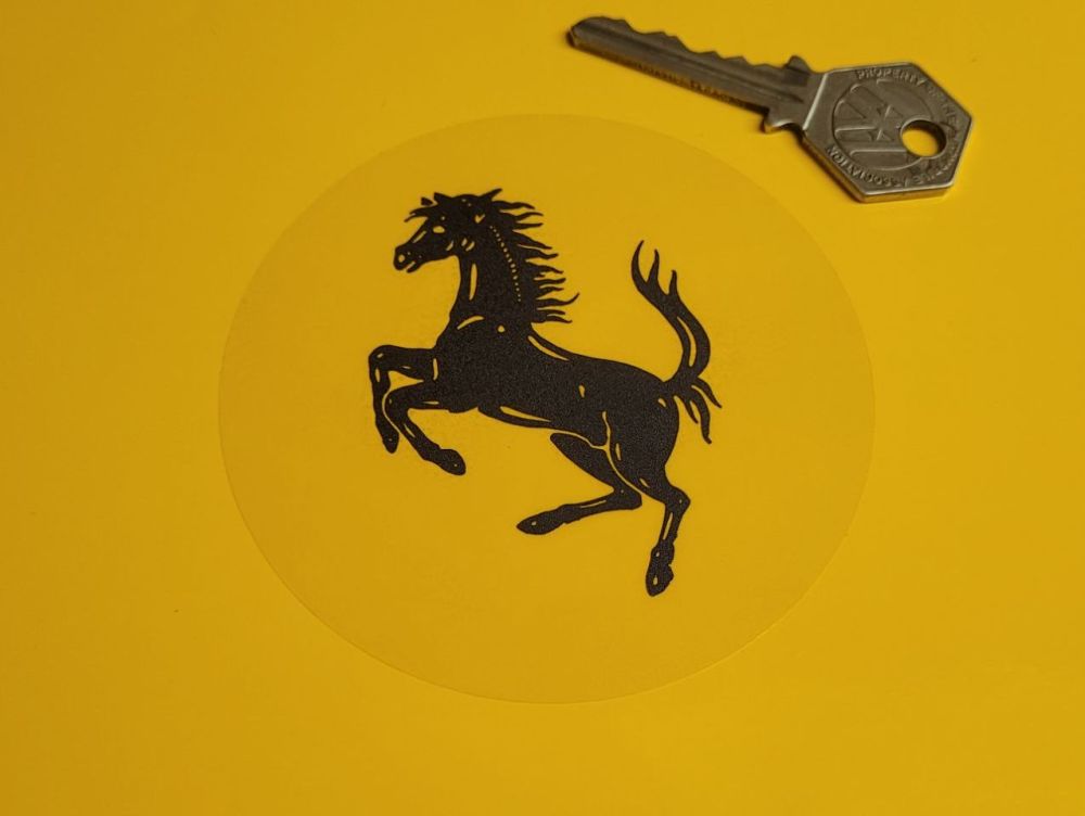 Ferrari Prancing Horse Black & Clear Circular Logo Sticker - 90mm