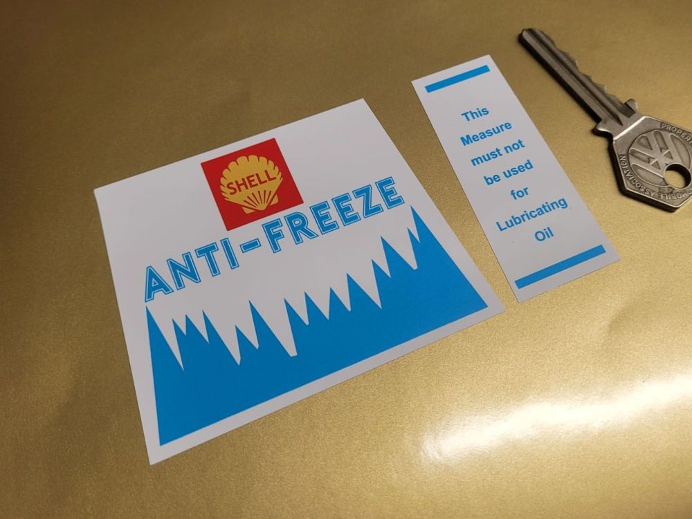 Shell Anti-Freeze Tundish Pouring Jug Stickers - Set of 2