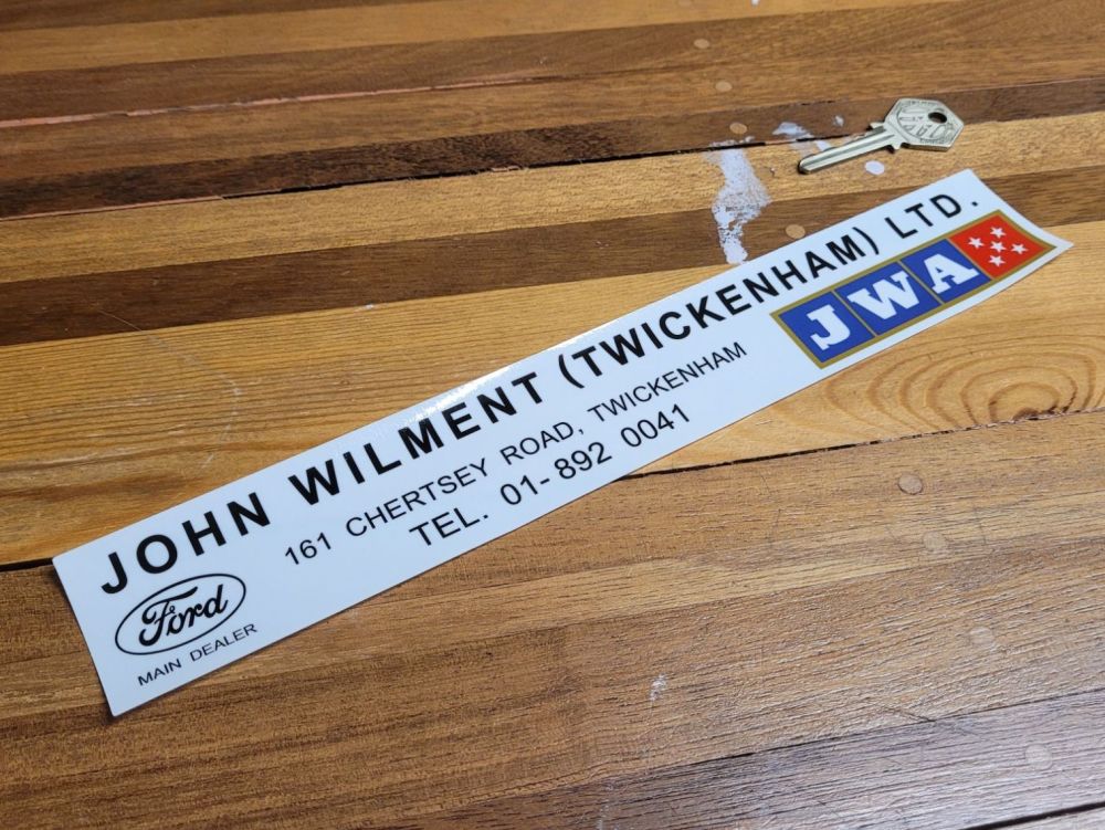 John Wilment JWA Twickenham Main Dealer Sticker - 11.5