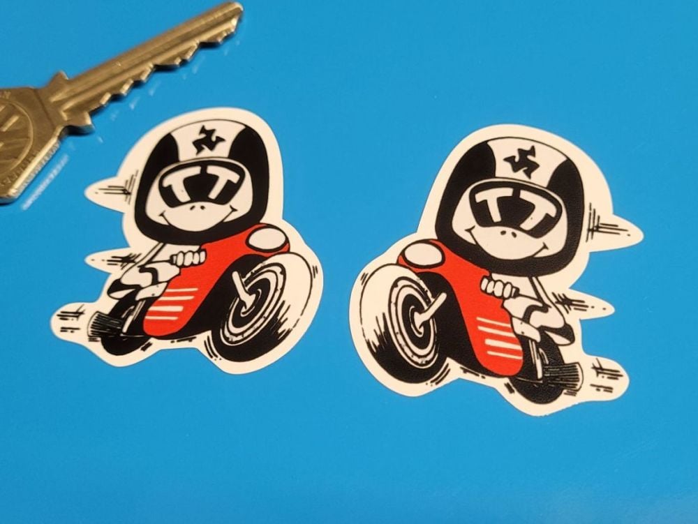 Isle Of Man TT Bug 1970's Style TT Races Stickers - 35mm or 50mm Pair
