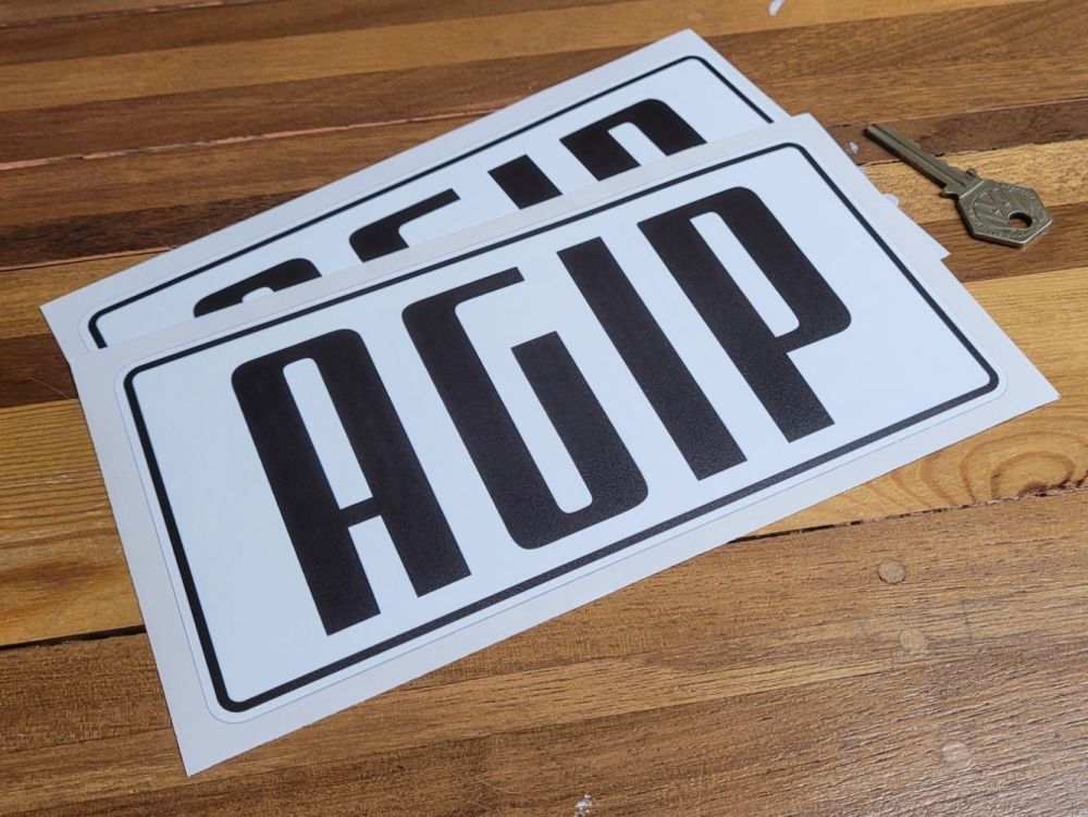 Agip Text Style Oblong Stickers - 8.25" Pair