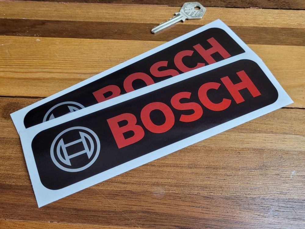 Bosch Text & Logo Oblong Stickers - Silver - 6" or 8" Pair