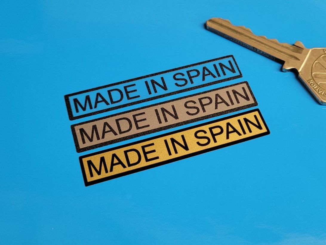 Made in Spain Oblong Black Edge Style Stickers - 2.5" Pair