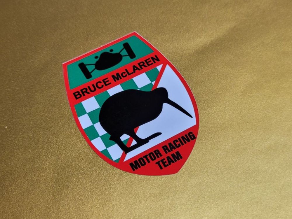 Bruce McLaren Motor Racing Team Shield Stickers - 2", 2.5", 5", or 8" Pair