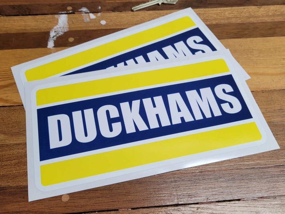 Duckhams 70's Style Oblong Stickers - 6" or 8" Pair