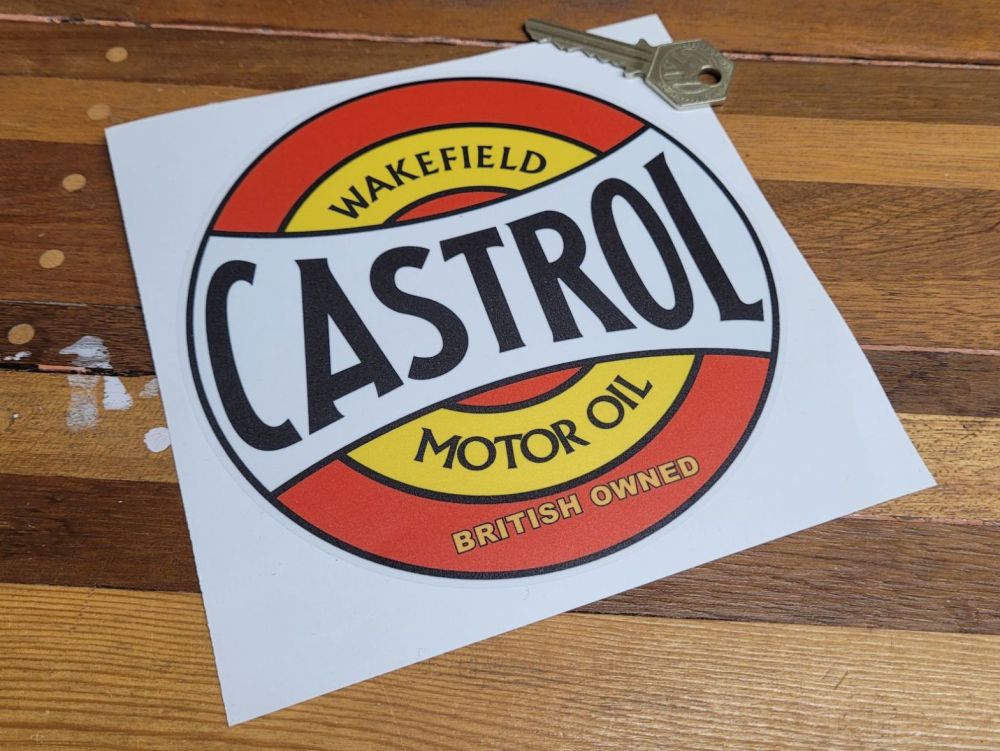 Castrol Wakefield Motor Oil Yellow & Red  on Clear Sticker - 6"
