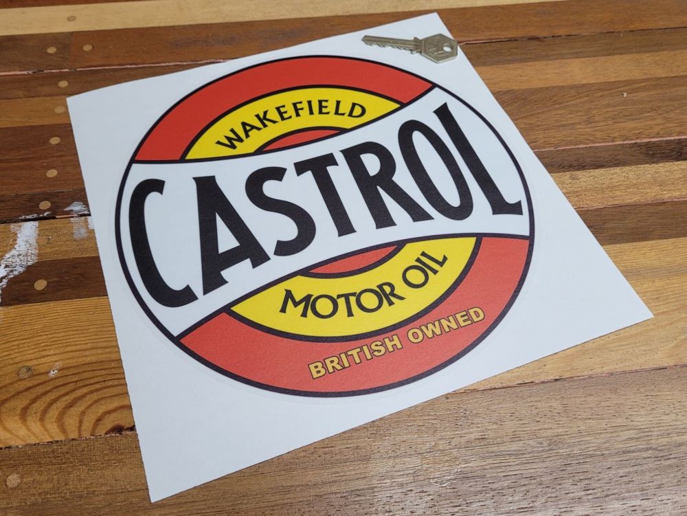 Castrol Wakefield Motor Oil Yellow & Red on Clear Sticker - 9" or 11.25"