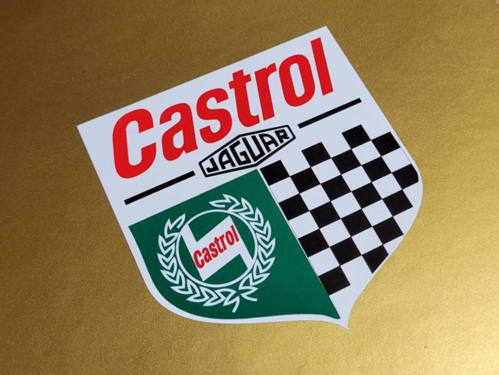 Jaguar Castrol Chequered Shield Sticker - 3