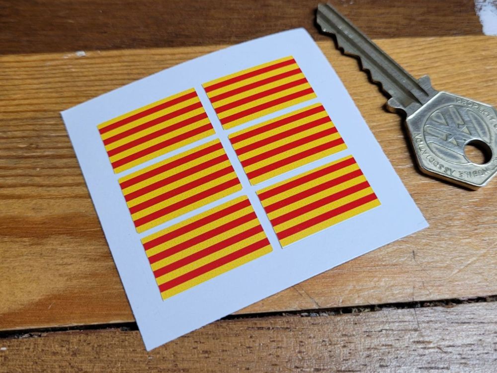 Catalonia Flag Small Coloured Stickers - Set of 6 - 25mm