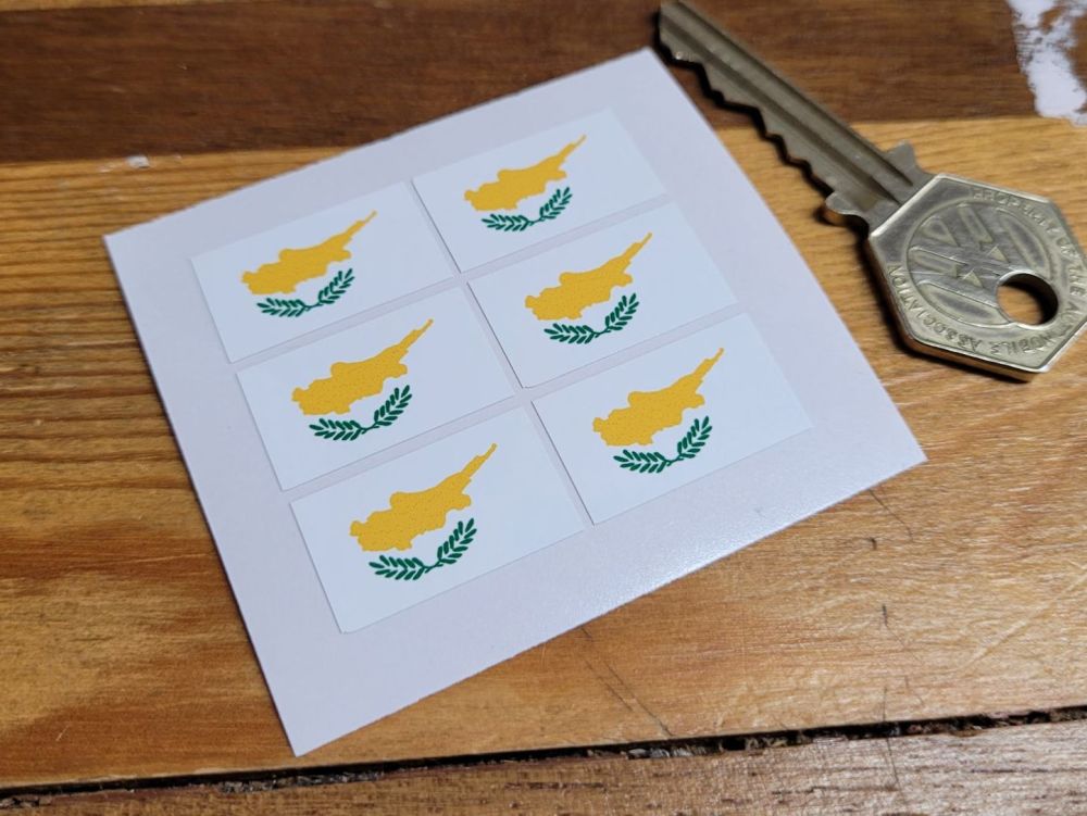 South Cyprus Flag Small Coloured Stickers - Set of 6 - 25mm