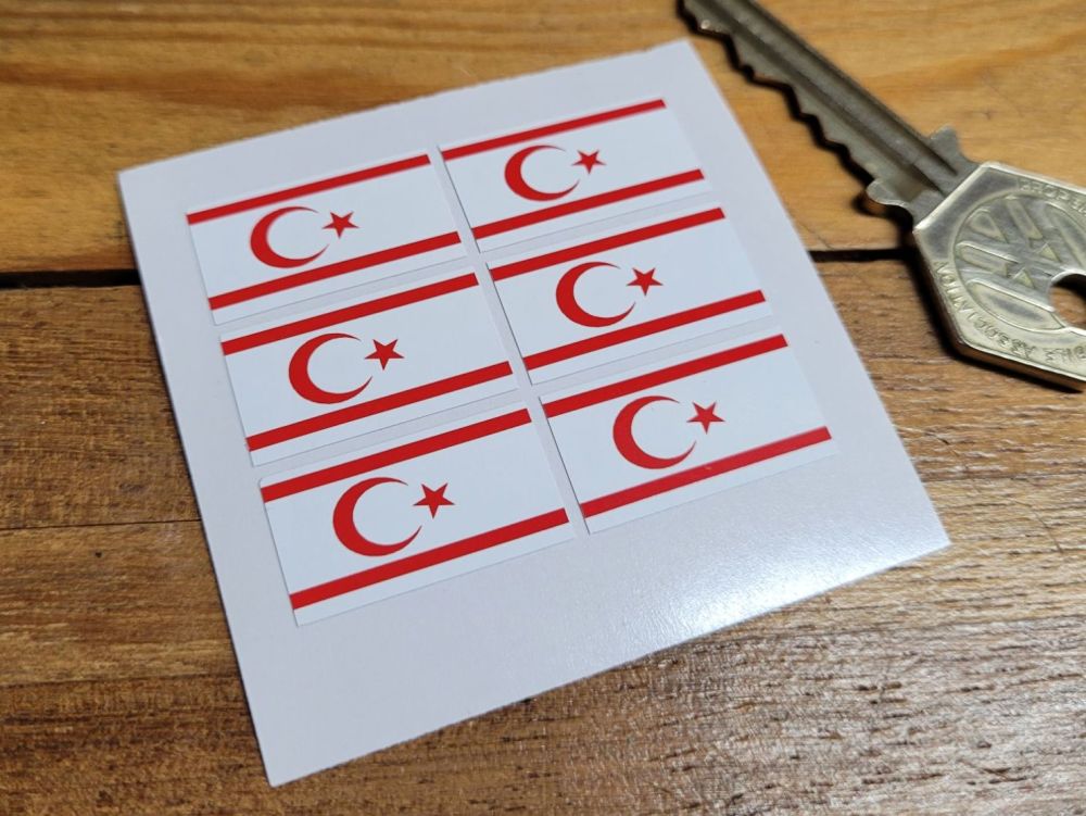 North Cyprus Flag Small Coloured Stickers - Set of 6 - 25mm