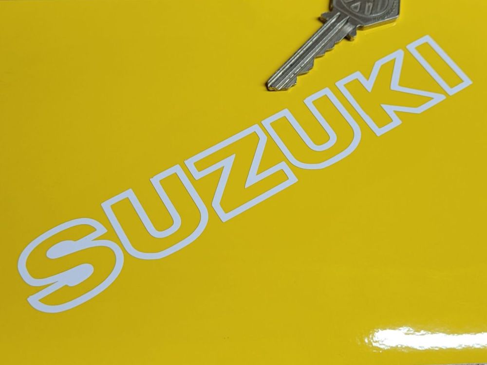 Suzuki Text Outline Style Cut Vinyl Stickers - 6", 8", or 11.5" Pair