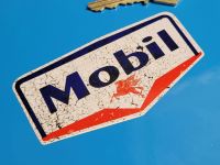 Mobil Gas Station Distressed Cracked Paint Blue Style Stickers - 4", 6", or 8" Pair