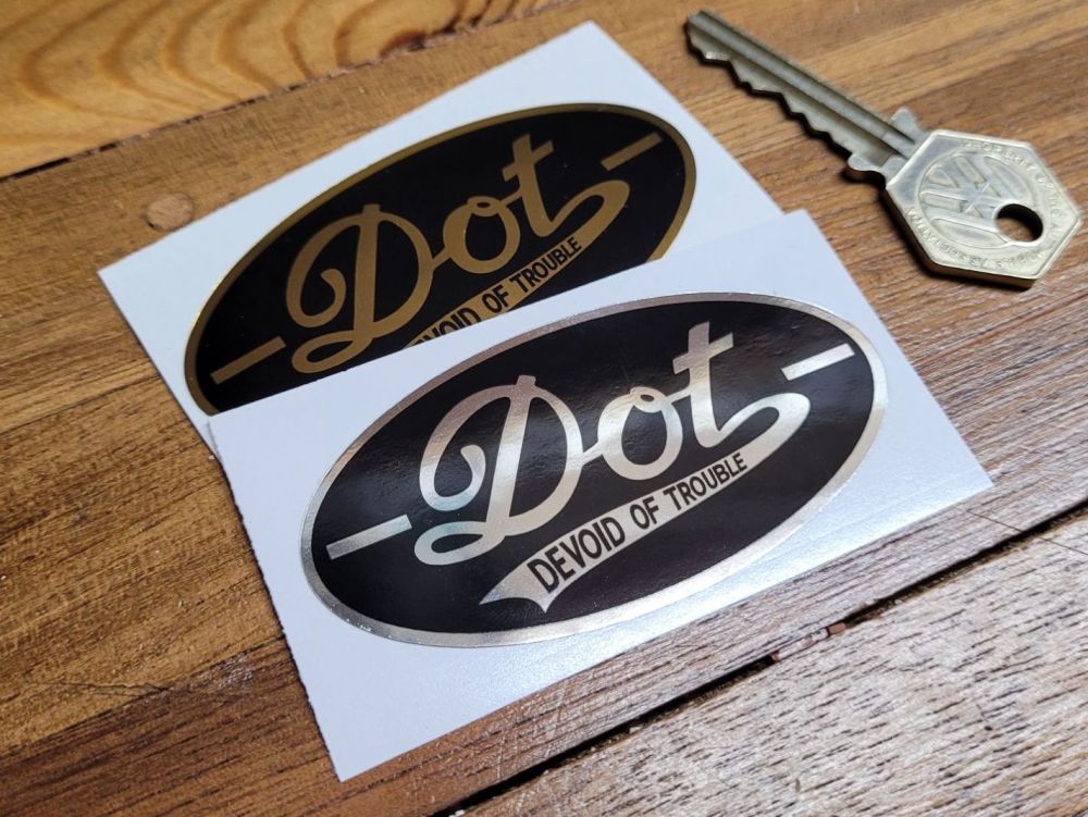 DOT 'Devoid Of Trouble' Black Oval & Mirrored Foil Stickers - 3