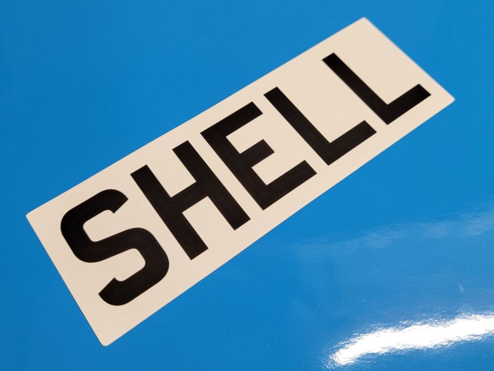Shell Old Style Black & White Oblong Text Stickers - 5