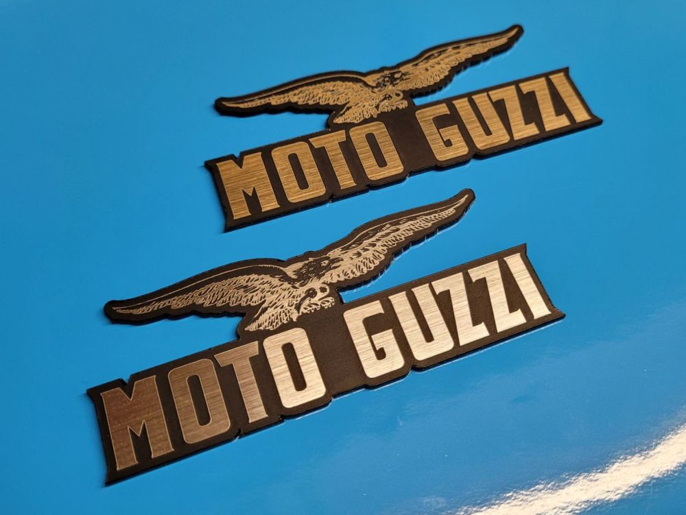 Moto Guzzi Text & Eagle Self Adhesive Badge - 3.5"