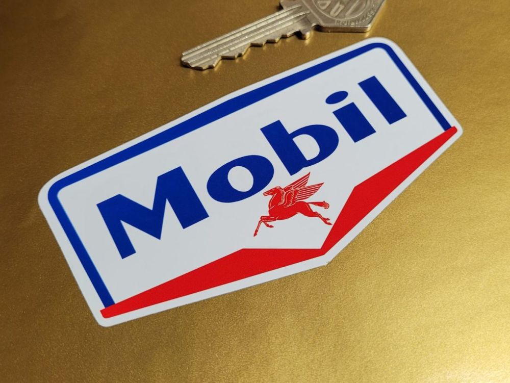 Mobil Gas Station Blue Style Stickers - 4", 6", or 8" Pair
