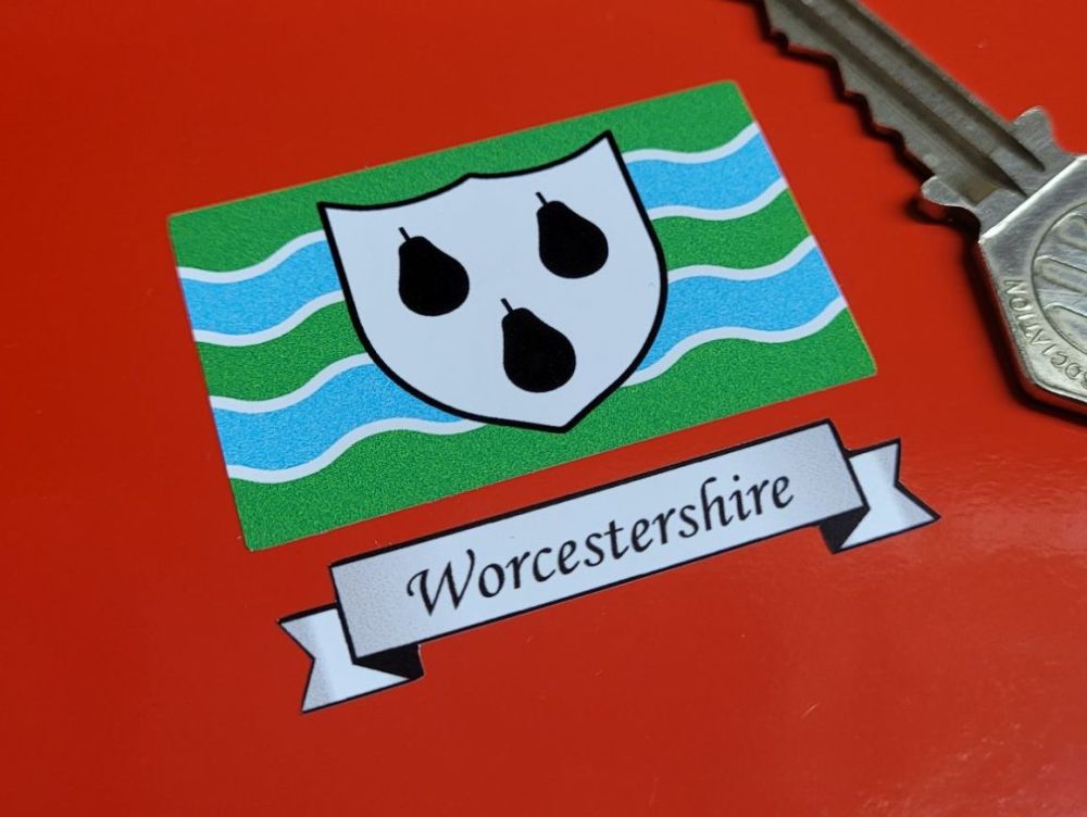 Worcestershire Flag & Sash Sticker - 2"