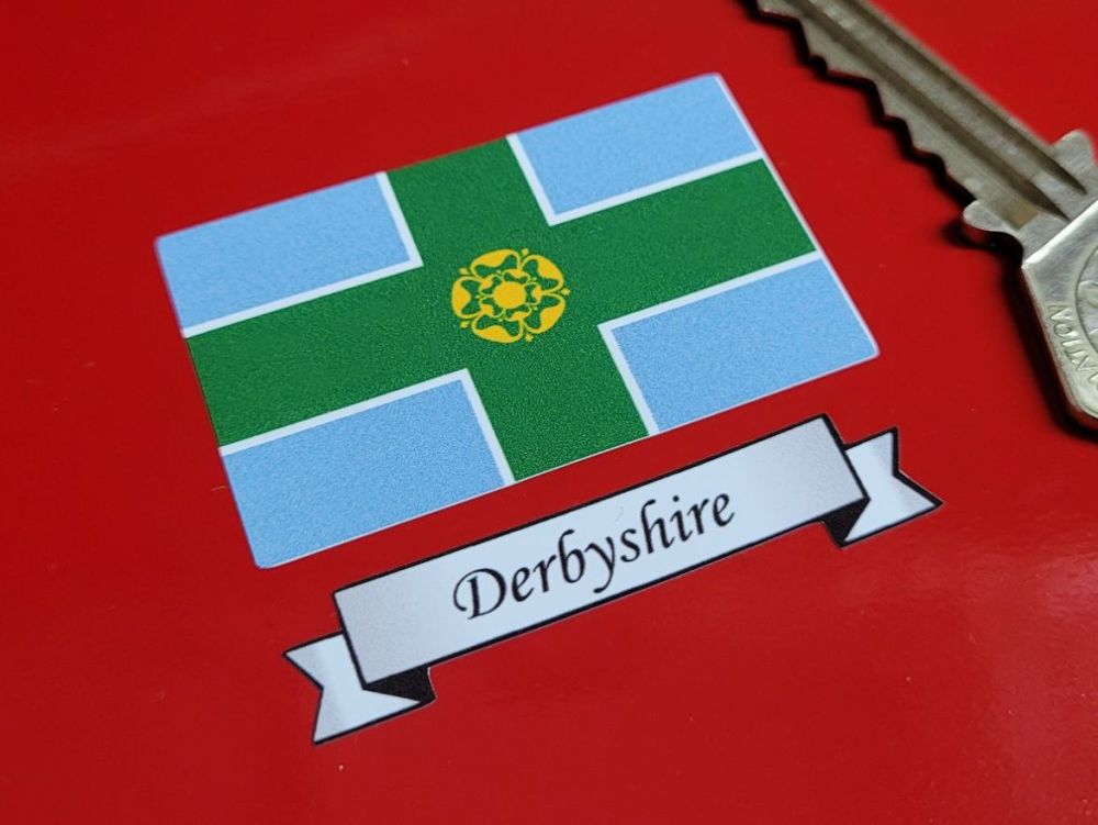 Derbyshire Flag & Sash Sticker - 2"